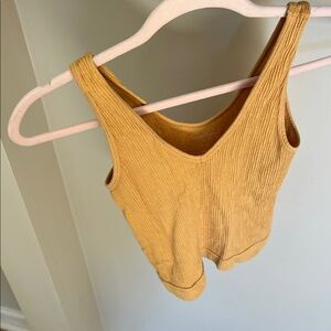 Mustard Ribbed Crop Top